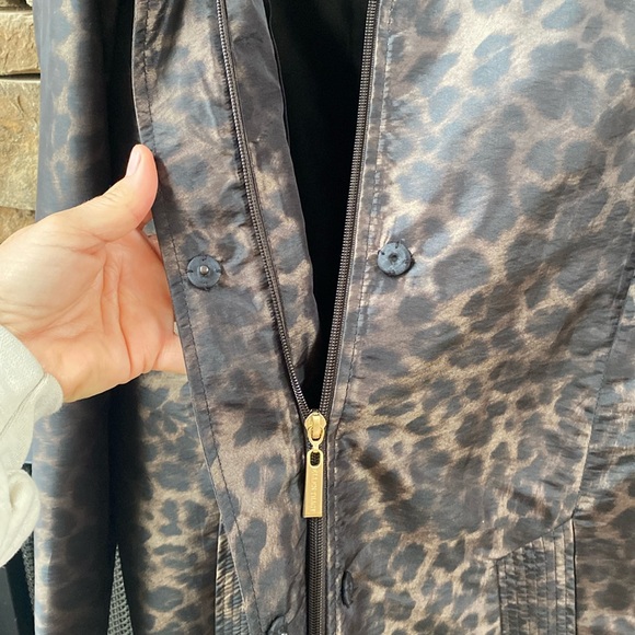 Ellen Tracy raincoat trench coat leopard black brown size Large new - Picture 4 of 6